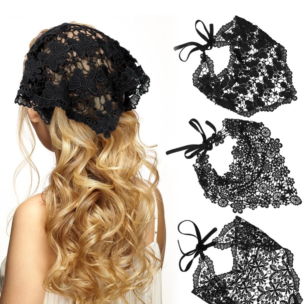 Elegant Black‎ Lace Headscarf